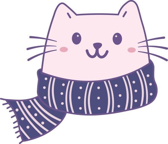 Cute cat with winter scarf Vector Image