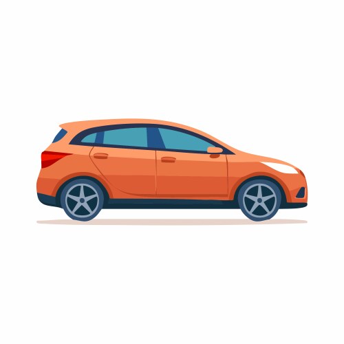 Orange hatchback car on white background side view Vector Image