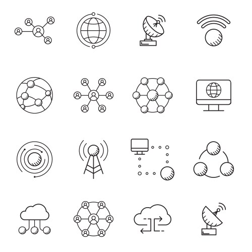 Process data analysis icon set in thin line style Vector Image