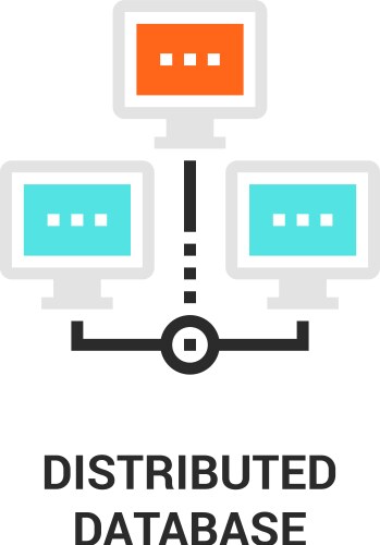 Distributed database flat line icon design concept vector image