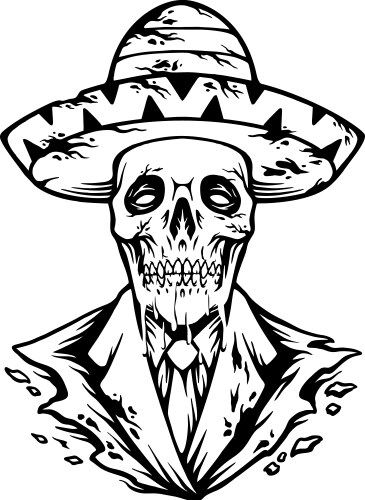 Mexican muertos sugar skull sombrero hat Vector Image