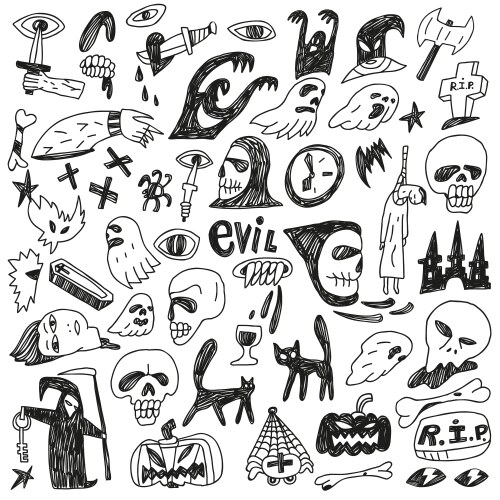 Monsters - doodles set vector image