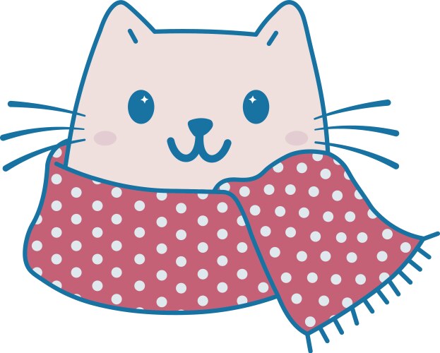 Cute cat with winter scarf Vector Image