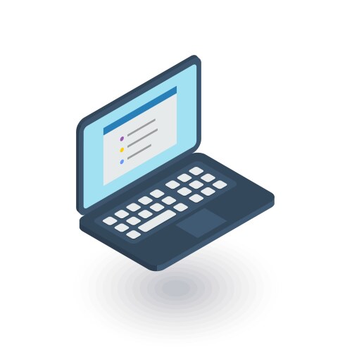 laptop computer notebook isometric flat icon 3d vector image