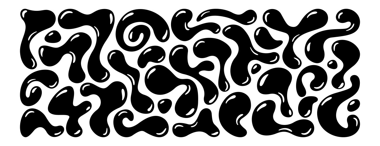 Set of black glossy random irregular blobs vector image