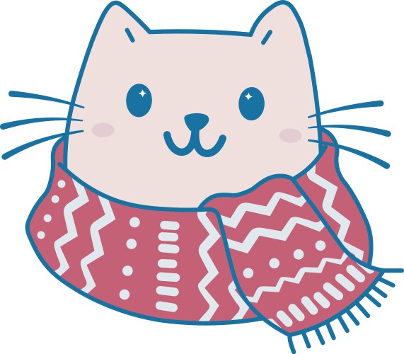 Cute cat with winter scarf Vector Image
