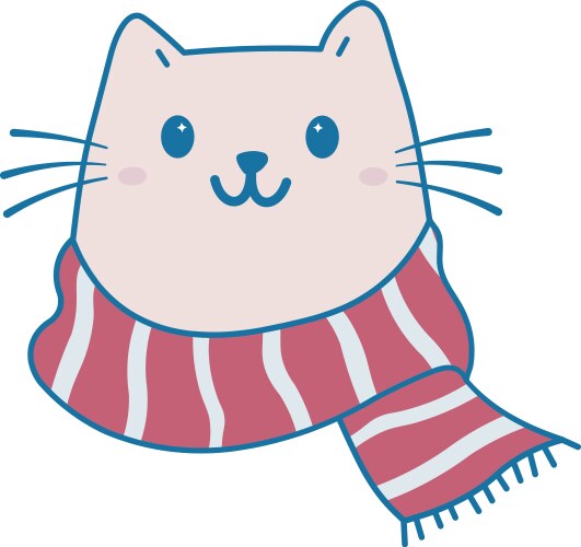 Cute cat with winter scarf Vector Image