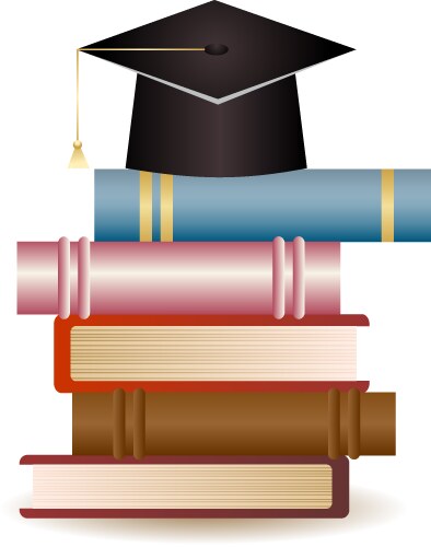 Graduation cap and books Royalty Free Vector Image