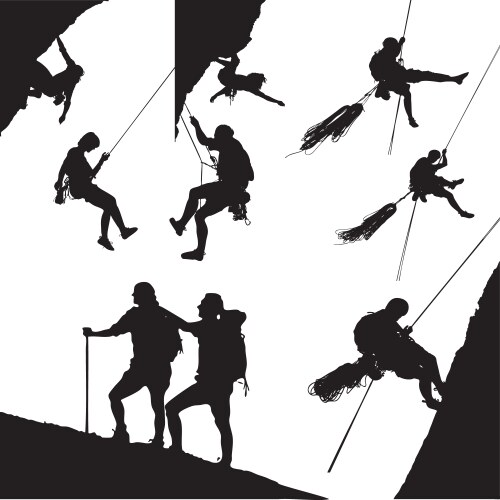 Mountain Climber Silhouettes