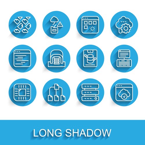 Set line processor with cpu folder tree data vector image