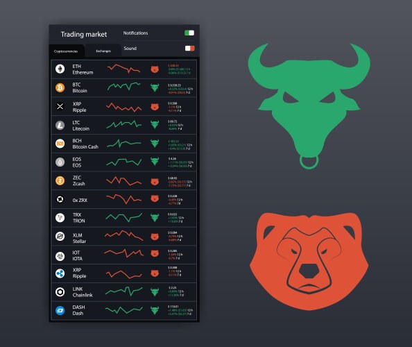 stock icons bull and bear vector