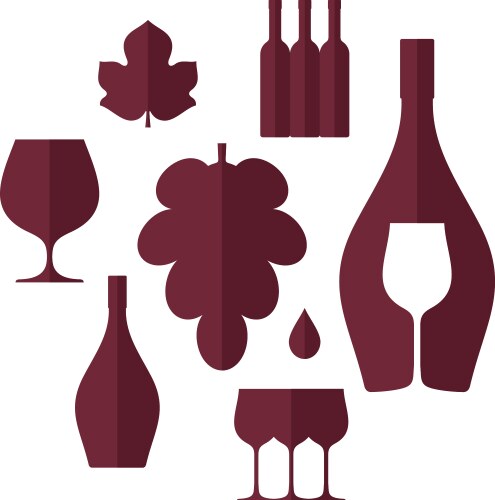 Red wine set Royalty Free Vector Image - VectorStock