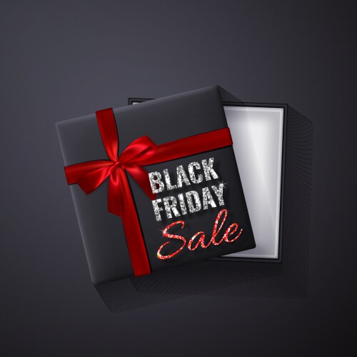 black friday sale glitter sparkleopen gift vector image