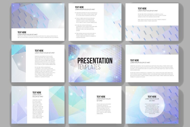 Set of 9 templates for presentation slides vector image