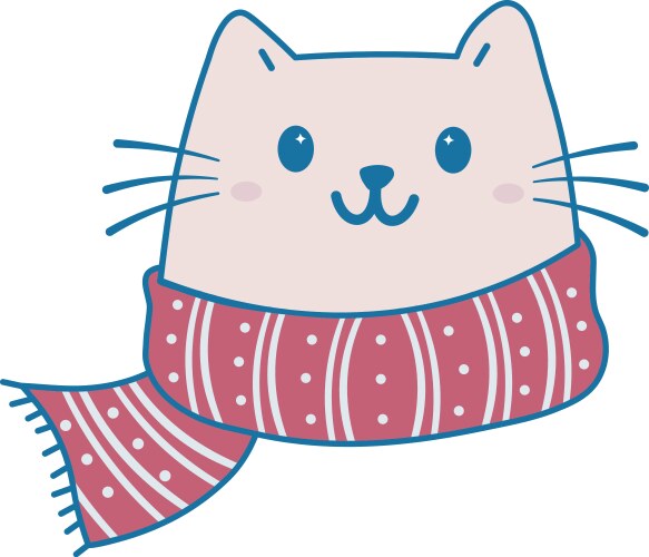 Cute cat with winter scarf Vector Image