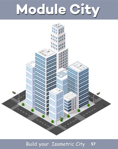 Two buildings isometric city Royalty Free Vector Image