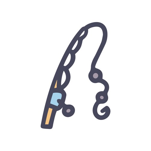 Fishing rod color doodle simple icon Vector Image