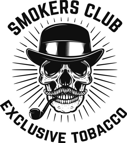 Smoker Skull with Pipe Vector Image