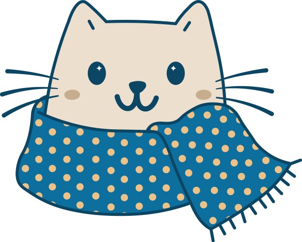 Cute cat with winter scarf Vector Image