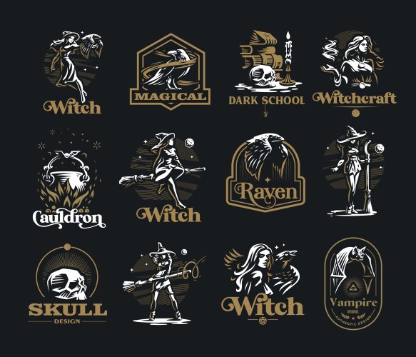 Occult Vintage Emblems Vector Image