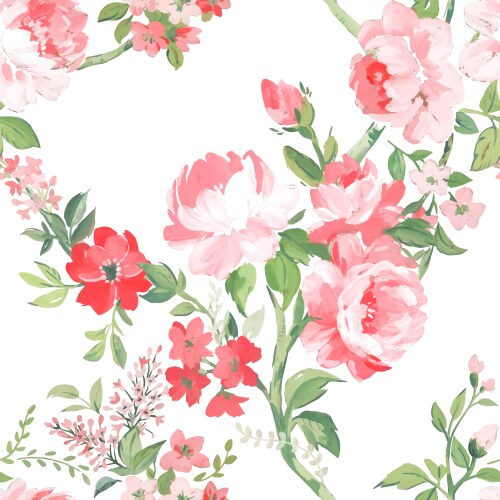 Watercolor Floral Seamless Pattern Vector Image