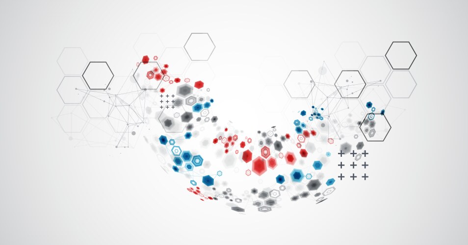 Abstract hexagon background with plexus effect vector image