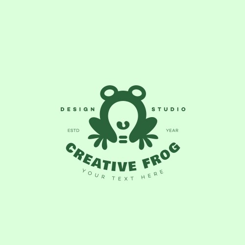 Frog headset cartoon logo design Royalty Free Vector Image