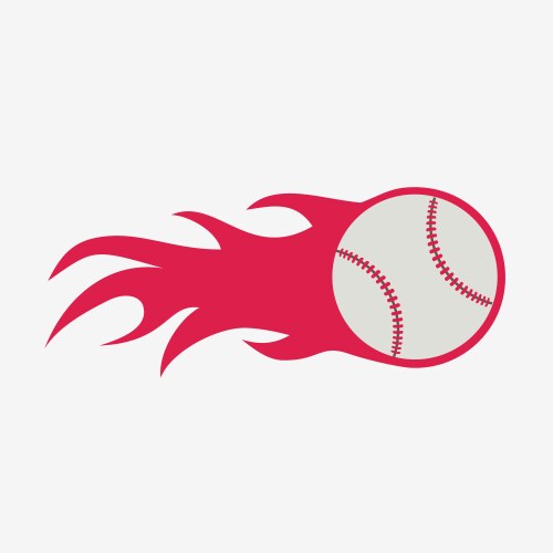 Baseball ball with fire flame icon sport vector image