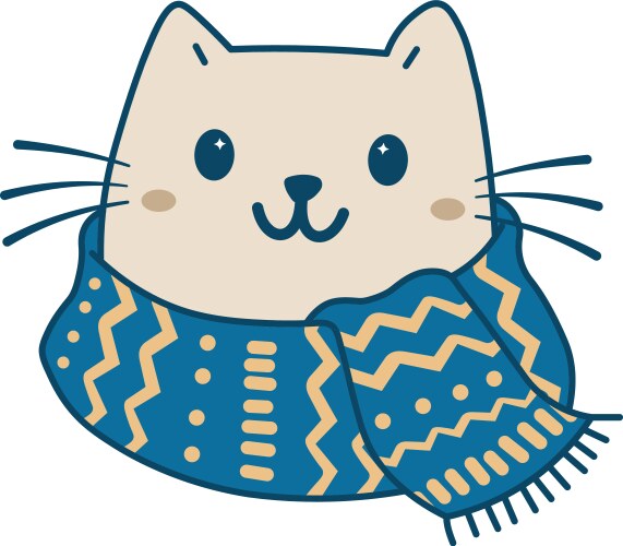 Cute cat with winter scarf Vector Image
