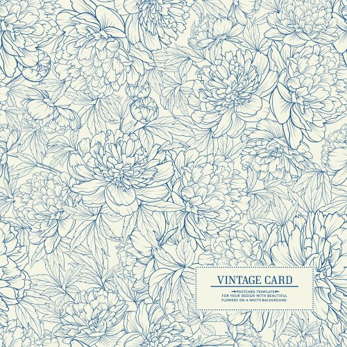 Floral Peony Wedding Card Vector Image