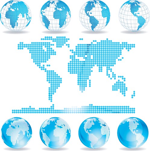 World maps and globe Royalty Free Vector Image
