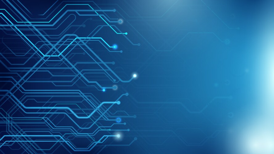 Blue abstract circuit board and lines background Vector Image