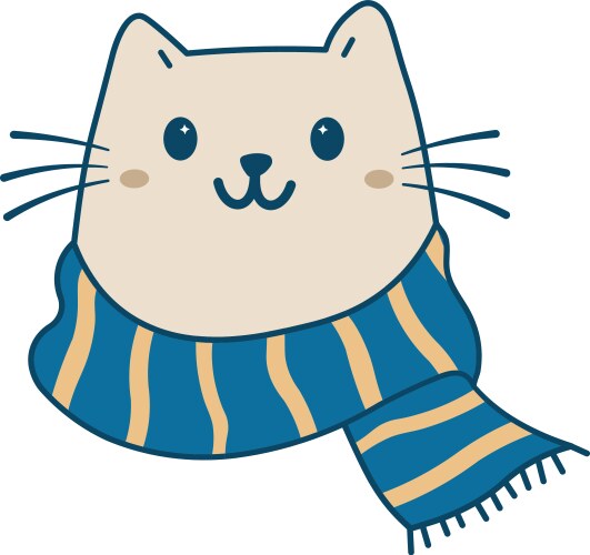 Cute cat with winter scarf Vector Image