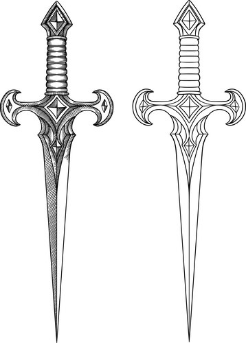 Hand Drawn Ink Dagger Vector Image