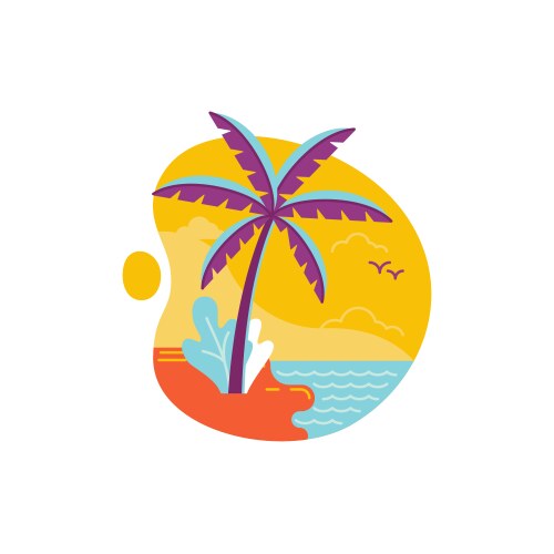 Seascape with palm trees on island and ocean Vector Image