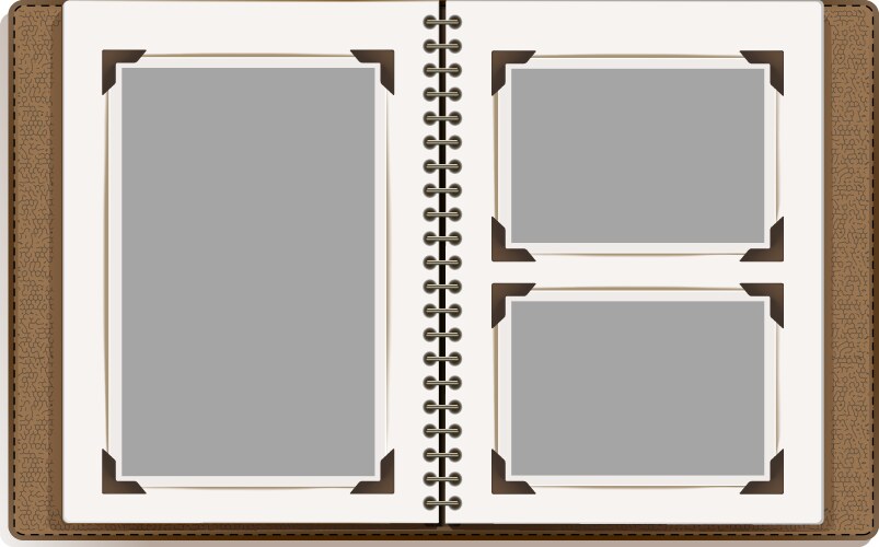 aged open photo album vector