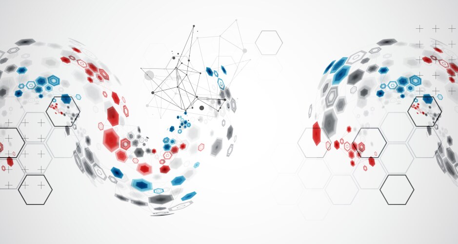 Abstract hexagon background with plexus effect vector image