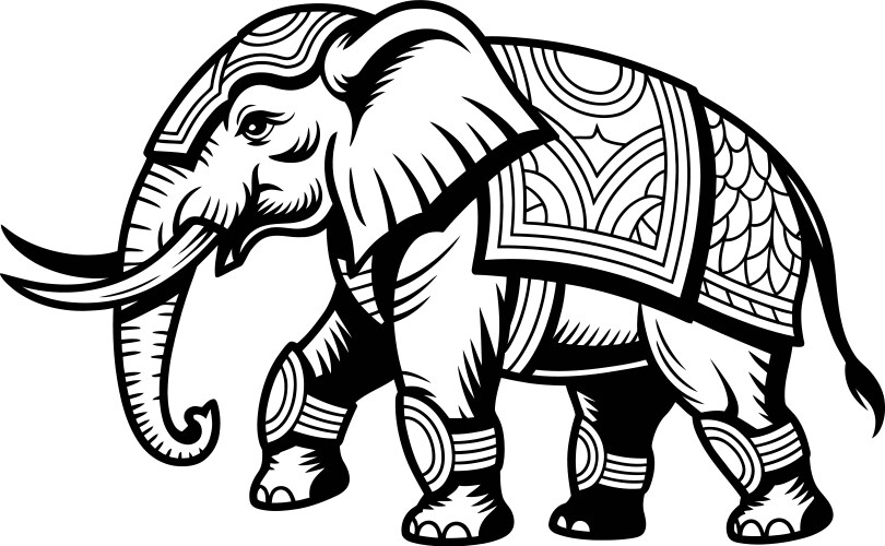 Ornate Elephant with Blanket Vector Image