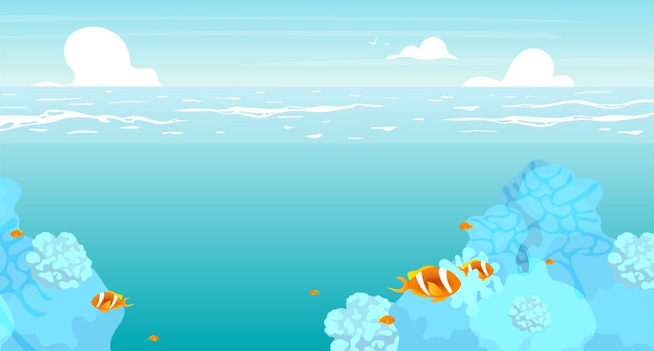 Underwater flat summer ocean sea scenery Vector Image