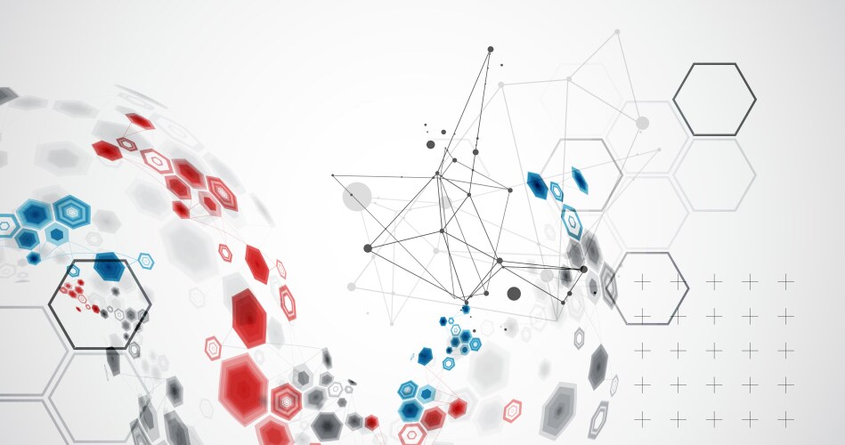 Abstract hexagon background with plexus effect vector image