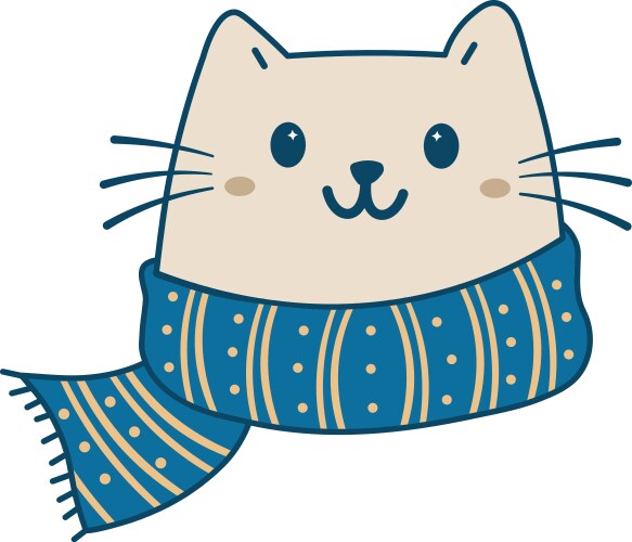 Cute cat with winter scarf Vector Image