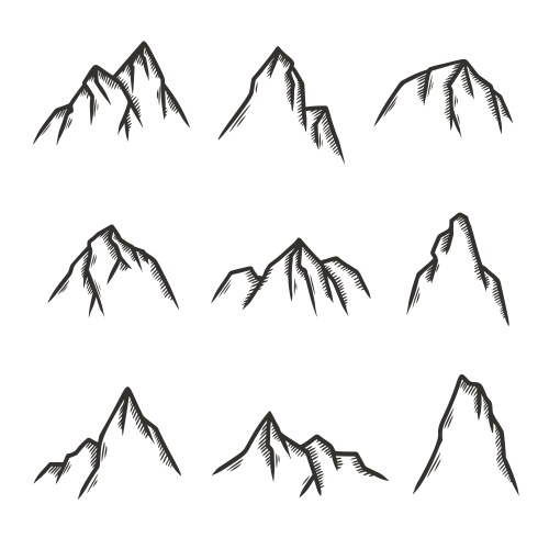 Mountain Sketch Set - Hand Drawn Vector Image