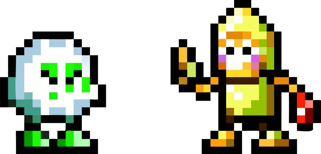 Pixel Skull & Banana Duo Vector Image