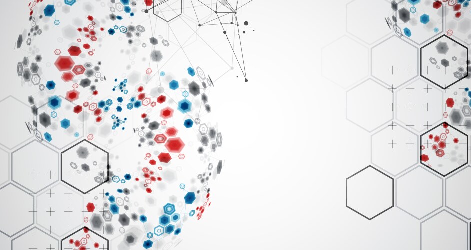 Abstract hexagon background with plexus effect vector image