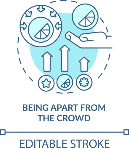 Being apart from crowd turquoise concept icon Vector Image