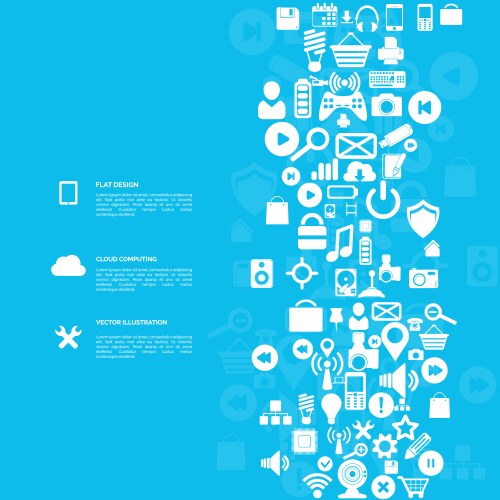 Flat abstract background with web icons interface vector image