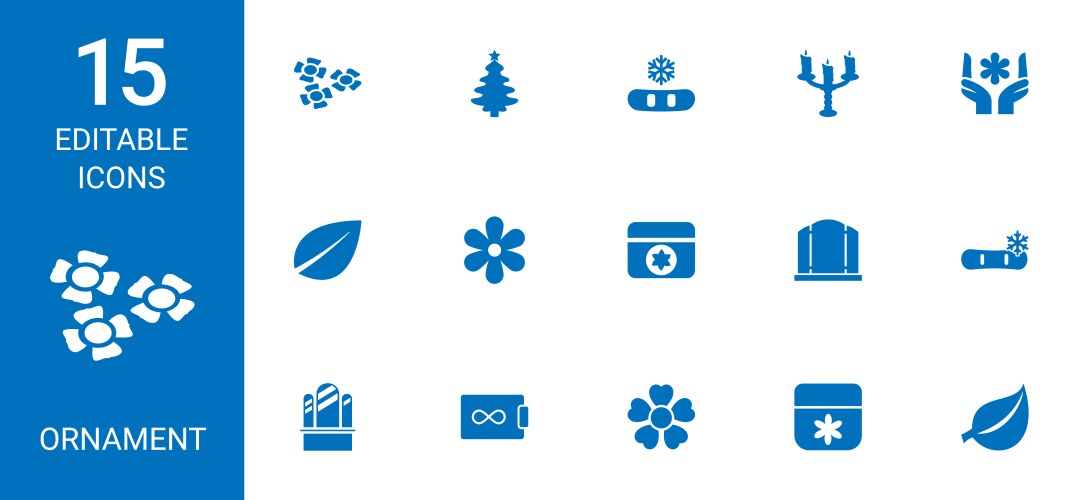 15 ornament icons vector image