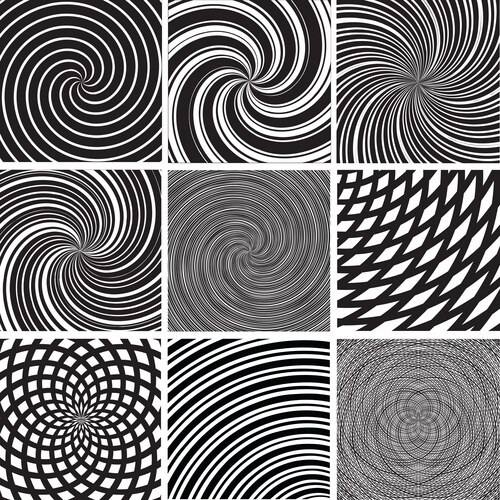Set abstract twirl background bw 2 Vector Image