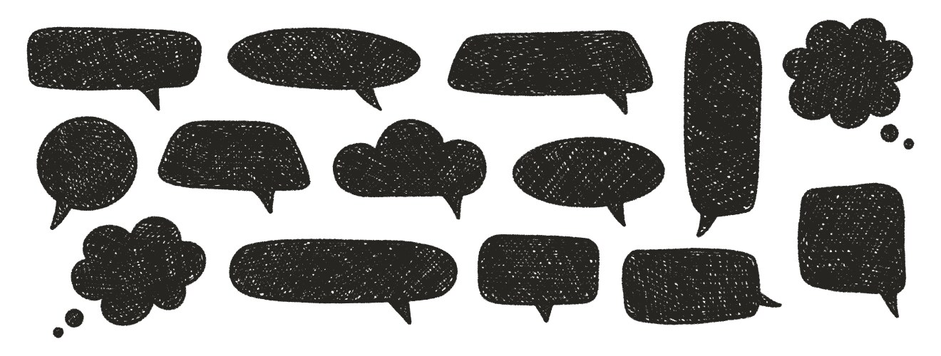 Black set of speech bubbles hand drawn chalk – Royalty-Free Vector ...