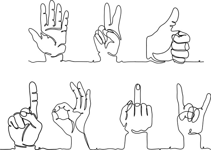 Doodle style hand gestures set Vector Image
